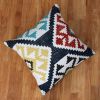 Cotton Hand Woven Zippered Pillow with Kilim Print, Multicolor *Free Shipping*