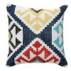Cotton Hand Woven Zippered Pillow with Kilim Print, Multicolor *Free Shipping*