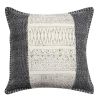 Hand Woven Cotton Pillow with Block Print, White and Gray *Free Shipping*