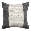 Hand Woven Cotton Pillow with Block Print, White and Gray *Free Shipping*