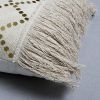 Hand Woven Cotton Fringe Pillow with Sequin Details, Beige *Free Shipping*