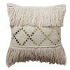 Hand Woven Cotton Fringe Pillow with Sequin Details, Beige *Free Shipping*