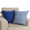 Hand Block Printed Cotton Pillow with Ikat Pattern, White and Blue *Free Shipping*