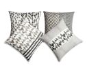 Block Printed Cotton Pillow with Geometric Details, Set of 4, Multicolor *Free Shipping*