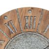 Round Wooden Frame Wall Clock with Metal Accents in Brown and Gray *Free Shipping*