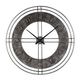 Industrial Round Metal Wall Clock with Roman Numerals in Gray *Free Shipping*