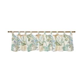 Polyester Valance with Coral Print, Jade Green and White *Free Shipping*