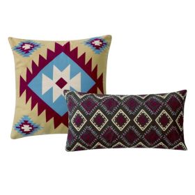 Decorative Pillow with Geometric Native Print, Pair of 2, Multicolor *Free Shipping*