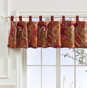Polyester Window Valance with Paisley Print, Cinnamon Red *Free Shipping*