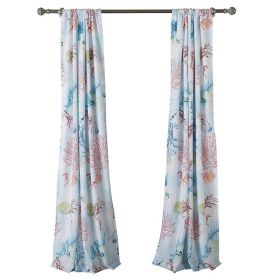 Polyester Panel Pair with Coral Prints and 2 Tie Backs, Multicolor *Free Shipping*