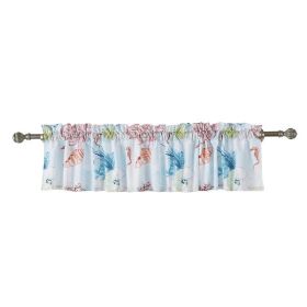 Lined Polyester Valance with 2 Inch Header and Coral Prints, Multicolor *Free Shipping*