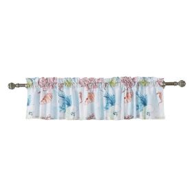 Lined Polyester Valance with 2 Inch Header and Coral Prints, Multicolor *Free Shipping*