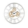 Round Mirror Panel Open Frame Wall Clock with Gear Design, Silver *Free Shipping*
