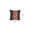 Square Fabric Pillow with Embroidered Circles, Black