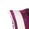 Floral Patchwork Fabric Accent Pillow, White and Purple