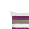 Fabric Accent Pillow with Piping Work, White and Purple