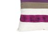 Fabric Accent Pillow with Piping Work, White and Purple