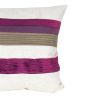 Fabric Accent Pillow with Piping Work, White and Purple