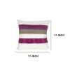 Fabric Accent Pillow with Piping Work, White and Purple