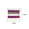 Fabric Accent Pillow with Piping Work, White and Purple