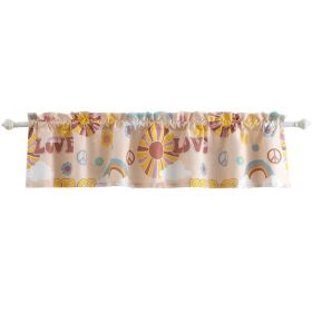 Dublin Rainbow and Cloud Print Fabric Window Valance with Loops, Beige *Free Shipping*