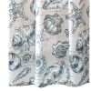 Madrid Beach Print Fabric Shower Curtain, White And Gray *Free Shipping*