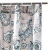 Madrid Beach Print Fabric Shower Curtain, White And Gray *Free Shipping*