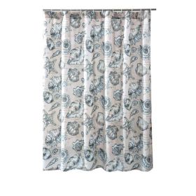 Madrid Beach Print Fabric Shower Curtain, White And Gray *Free Shipping*