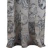 Madrid 4 Piece Beach Print Fabric Curtain Panel With Ties, White And Gray *Free Shipping*