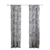 Madrid 4 Piece Beach Print Fabric Curtain Panel With Ties, White And Gray *Free Shipping*