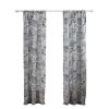 Madrid 4 Piece Beach Print Fabric Curtain Panel With Ties, White And Gray *Free Shipping*