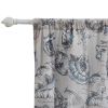 Madrid 4 Piece Beach Print Fabric Curtain Panel With Ties, White And Gray *Free Shipping*