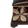 Jewelry Box with Foliage Pattern and Lid, Brown