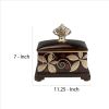 Jewelry Box with Foliage Pattern and Lid, Brown