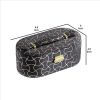 Travel Jewelry Case with 2 Semicircle Slots and Wavy Pattern, Black