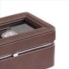 Watch Case with 4 Slots and Removable Cushions, Brown
