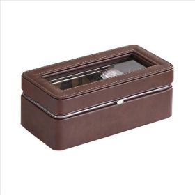 Watch Case with 4 Slots and Removable Cushions, Brown