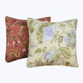 16 x 16 Two Piece Decorative Cotton Pillows with Floral Print, Multicolor *Free Shipping*