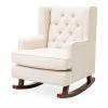 Beige Soft Tufted Upholstered Wingback Rocker Rocking Chair *Free Shipping*