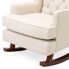 Beige Soft Tufted Upholstered Wingback Rocker Rocking Chair *Free Shipping*