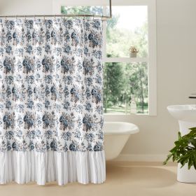 Annie Blue Floral Ruffled Shower Curtain 72x72 *Free Shipping*