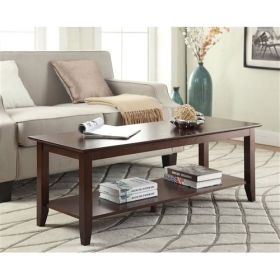 Eco-Friendly Espresso Wood Coffee Table with Bottom Shelf *Free Shipping*