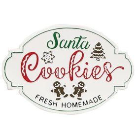 Christmas Holiday "Santa Cookies" Distressed Metal Sign Decoration