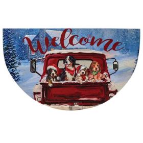 Holiday Red Truck Christmas Welcome Mat