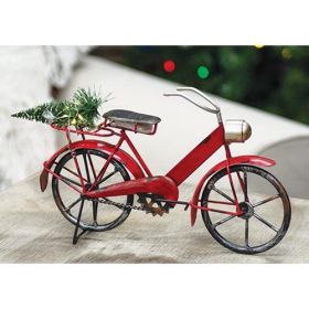 Red Bicycle with Lighted Tree Christmas Holiday Decoration