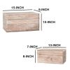 Block Stripe Pattern 2 Piece Rectangular Wooden Jewelry Box, Whitewash