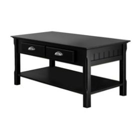 Country Style Black Wood Coffee Table with 2 Storage Drawers *Free Shipping*