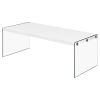 White Modern Rectangular Coffee Table with Tempered Glass Legs *Free Shipping*