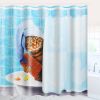 Cat Bathing Bathroom Shower Curtain Waterproof Fabric With 12 Hooks *Free Shipping*