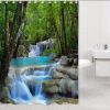 Polyester 3D Waterfall Nature Scenery Bathroom Shower Curtain With Hooks *Free Shipping*